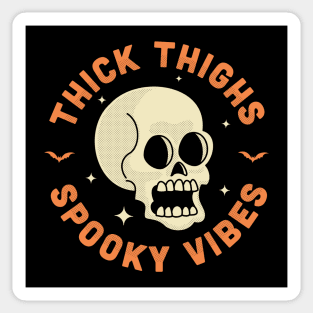 Thick Thighs Spooky Vibes Funny Halloween Skull Sticker